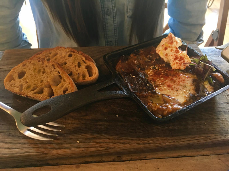 Baked Egg in Aubergine Imam, Labneh, Smoked Pimenton, Zaatar from Brooks & Gao Streatham