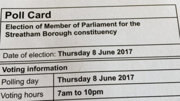 A Poll Card for the election of Member of Parliament for the Streatham Borough constituency